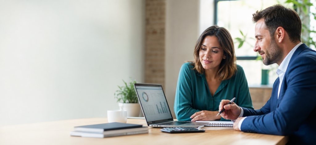 Business owner reviewing cash flow with a financial advisor